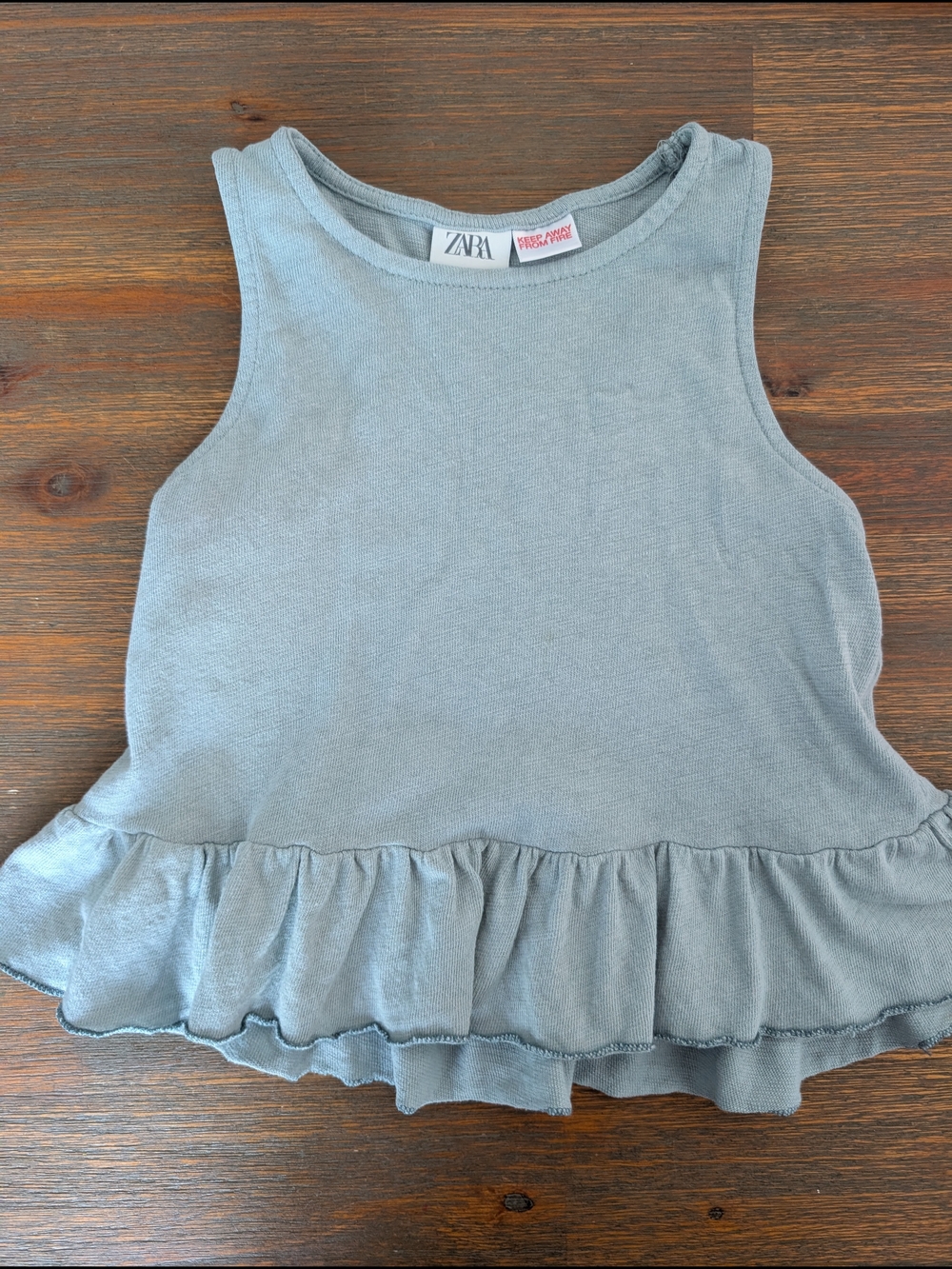 ZARA Girls' Dusty Blue Ruffle-Hem Tank Top